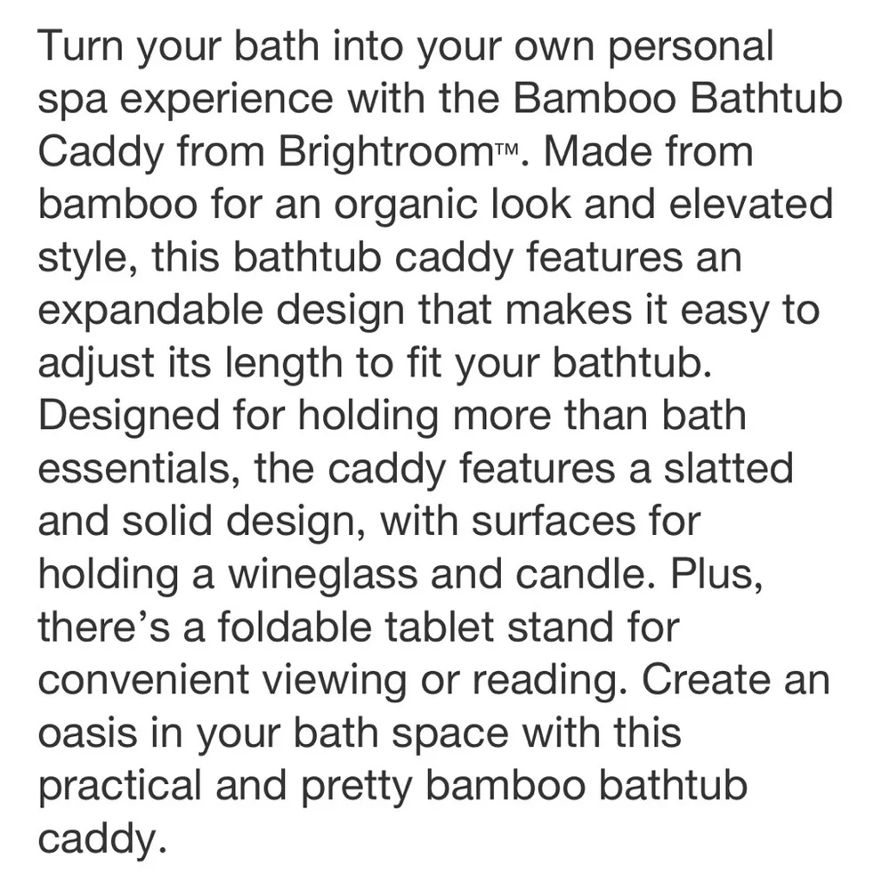 BRIGHTROOM NEW bamboo bathtub caddy